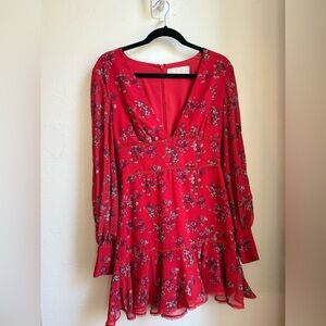 KEEPSAKE the Label Red Floral Long Sleeve Dress